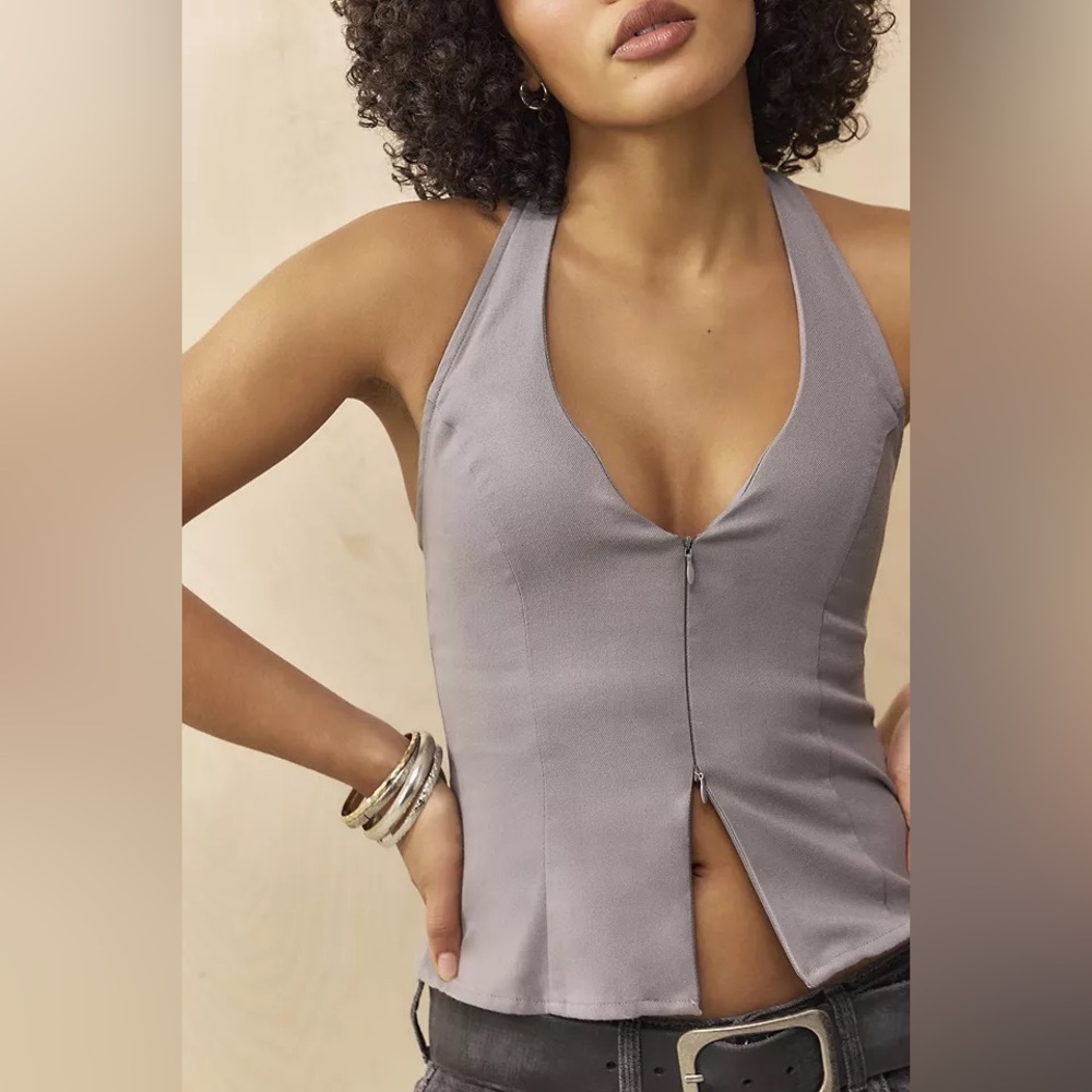 Urban Outfitters Silence + Noise Aliyah Halterneck Vest Top with two zippers